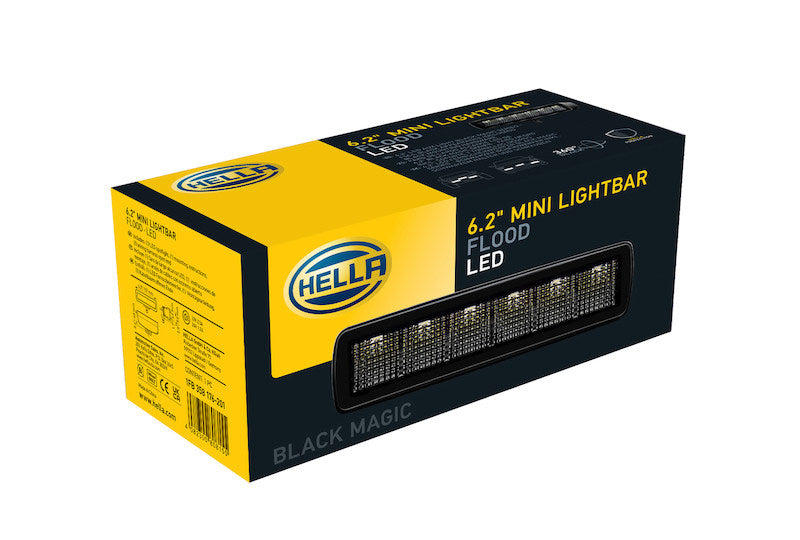 Hella Universal Black Magic 6 L.E.D. Mini Light Bar - Flood Beam 358176201