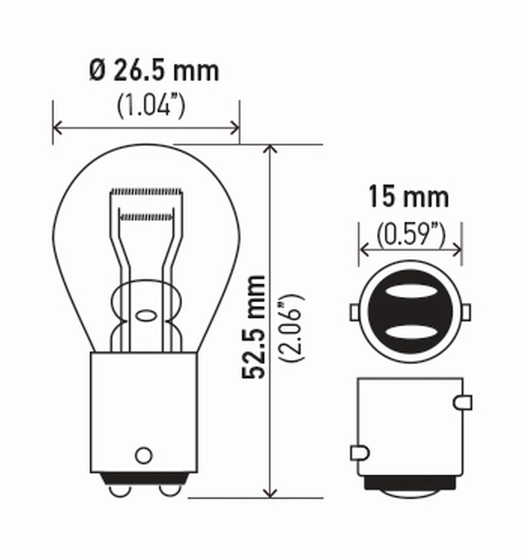 Hella Bulb 7225 12V 21/4W Baz15D S8 (2) 7225TB