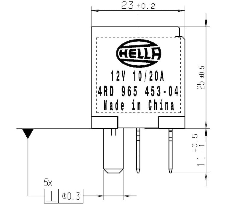 Hella Relay Micro Iso 5 Pole 12V Spst Res 965453041