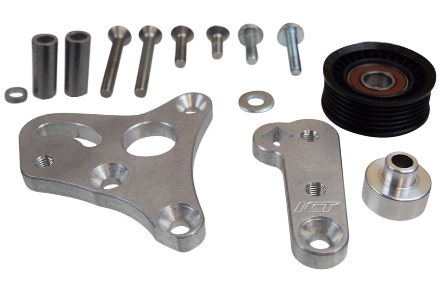 ICT BILLET Manual Belt Tensioner w/Pulley LSX 4.8 5.3 6.0 Engines and Components Belts and Pulleys main image