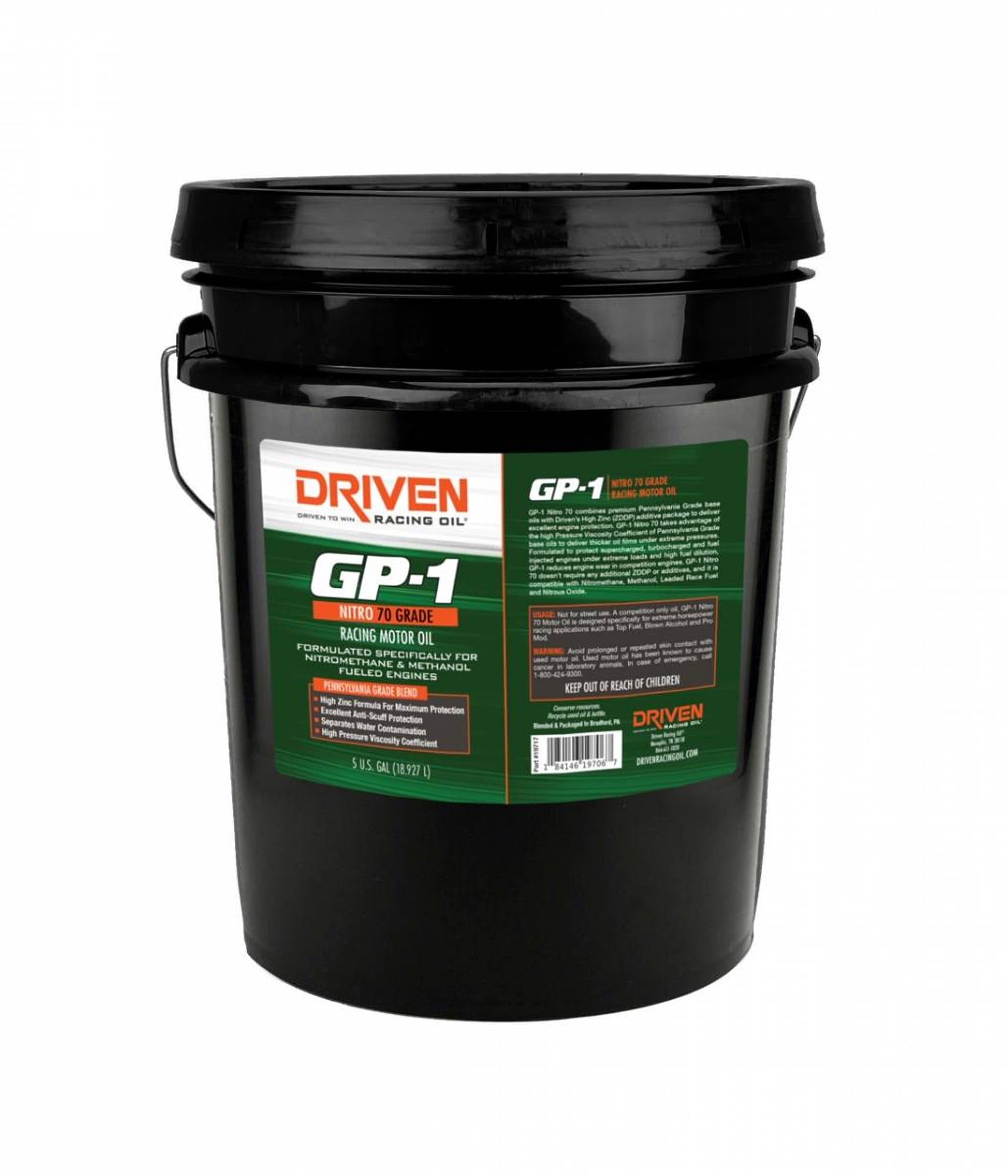 Driven Racing Oil GP-1 Nitro 70 Synthetic Blend 5 Gallon Pail Oils, Fluids and Additives Motor Oil main image
