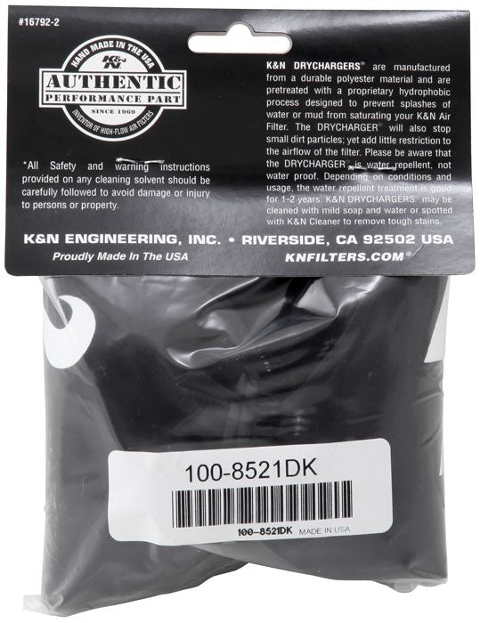 K&N Engineering K&N Air Filter Wrap - Black - 4.313in Base ID x 4.75in Top ID x 6.75in H 100-8521DK