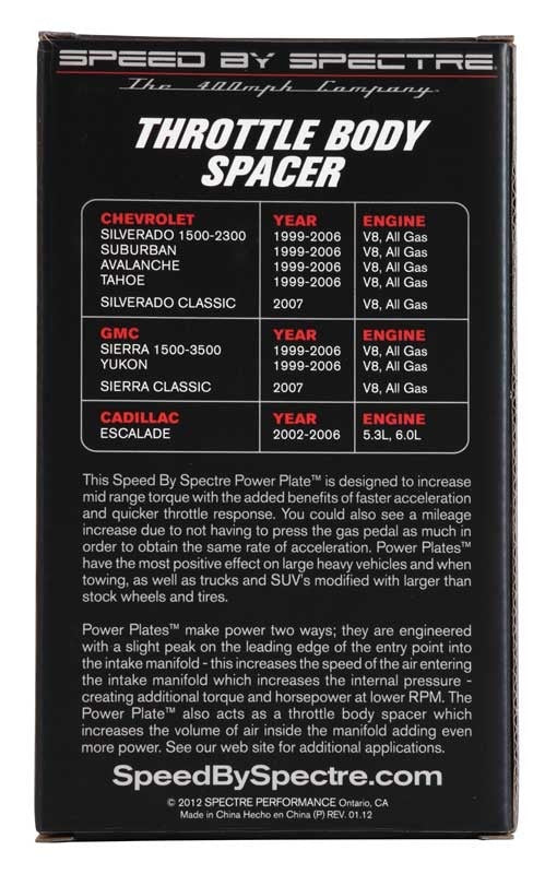 Spectre 99-07 GM Truck Throttle Body Injection Spacer 11251