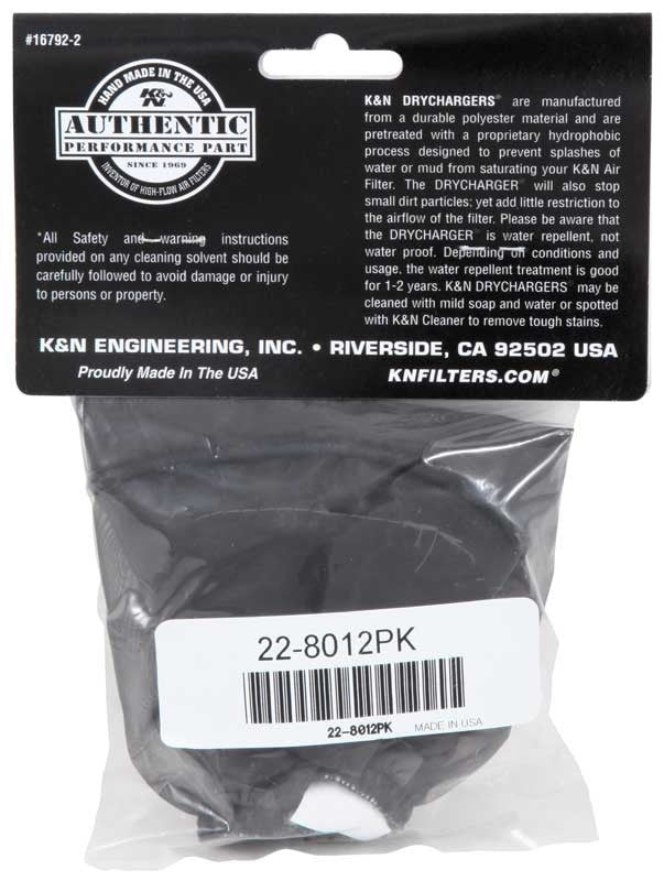 K&N Engineering K&N Air Filter Drycharger Wrap Black - 4.5in ID 4in H Polyster 22-8012PK