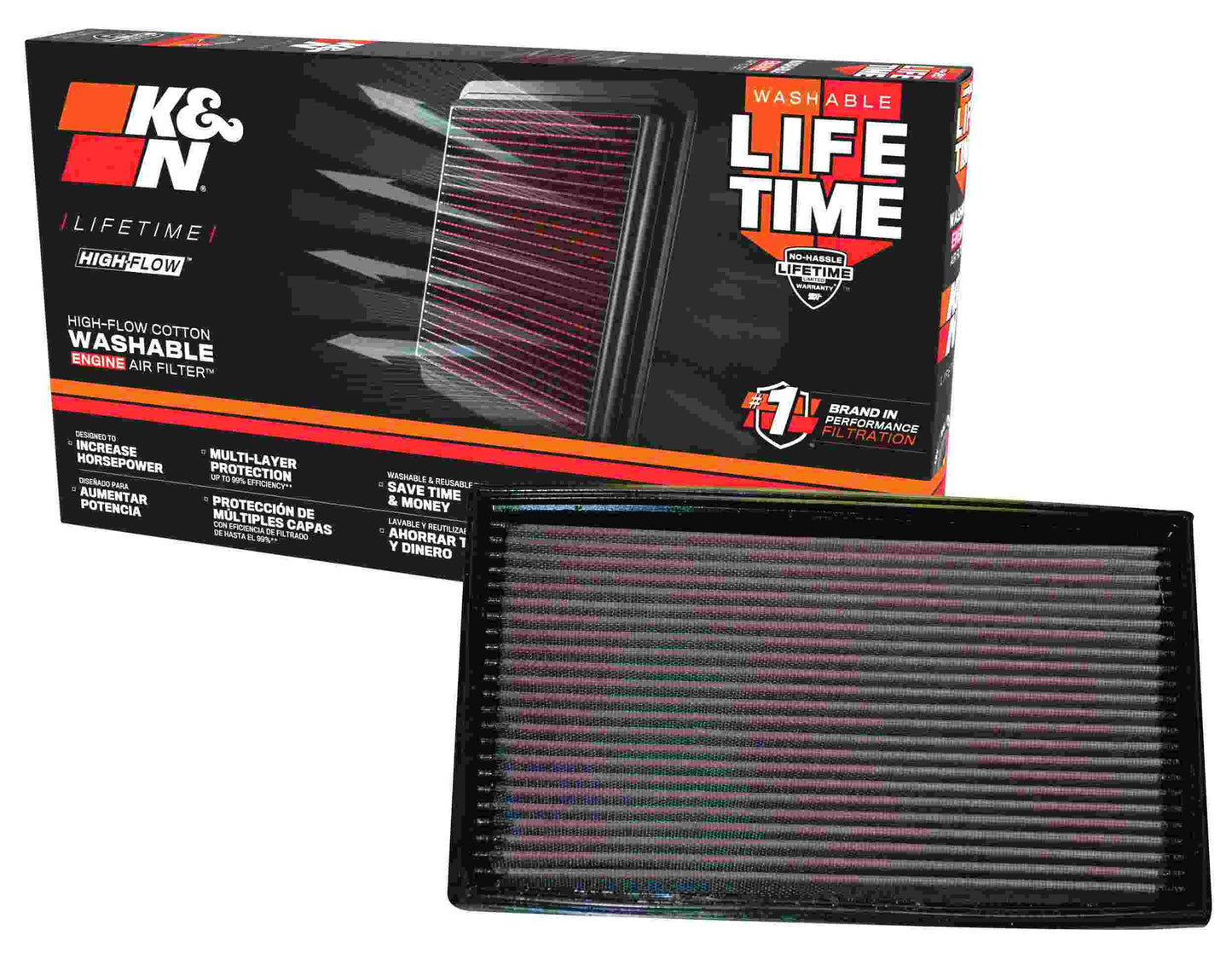 K&N Engineering K&N Replacement Air Filter JAGUAR XKR 4.0L-V8 SUPERCHARGED & XK8 4.0L-V8; 1998-2000 33-2190