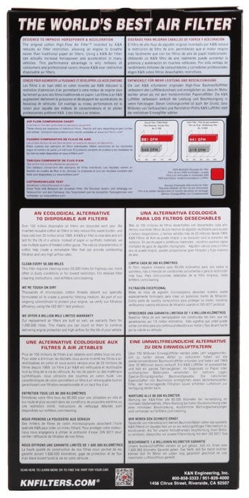 K&N Engineering K&N Replacement Air Filter NISSAN FRONTIER 2.5L - L4; 2005-2010 33-2324