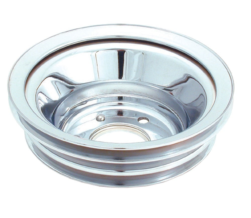 Spectre BB Chevy (w/Long Water Pump) Triple Lower Groove Engine Pulley Set - Chrome 4508