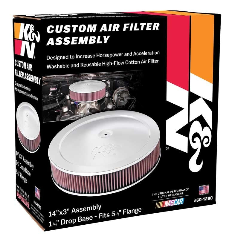 K&N Engineering K&N 14in Red Custom Air Cleaner Assembly - 5.125in ID x 14in OD x 2.75in H x 1.25in Drop Base 60-1280