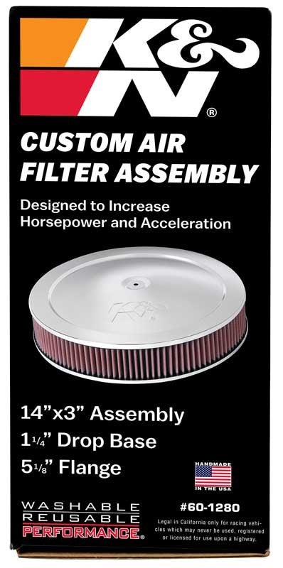 K&N Engineering K&N 14in Red Custom Air Cleaner Assembly - 5.125in ID x 14in OD x 2.75in H x 1.25in Drop Base 60-1280