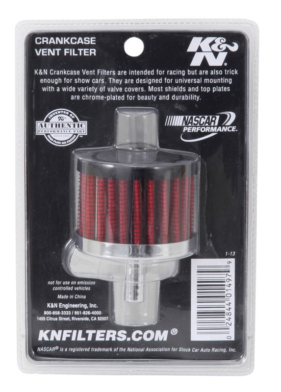 K&N Engineering K&N Steel Base Crankcase Vent Filter 0.375in Vent OD x 2in OD x 1.5in Height 62-1000
