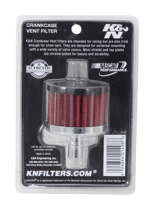 K&N Engineering K&N Steel Base Crankcase Vent Filter .5in Vent OD x 2in OD x 1.5in Height 62-1010