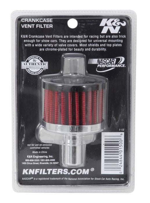 K&N Engineering K&N Steel Base Crankcase Vent Filter .625in Vent OD x 2in OD x 1.5in Height 62-1020