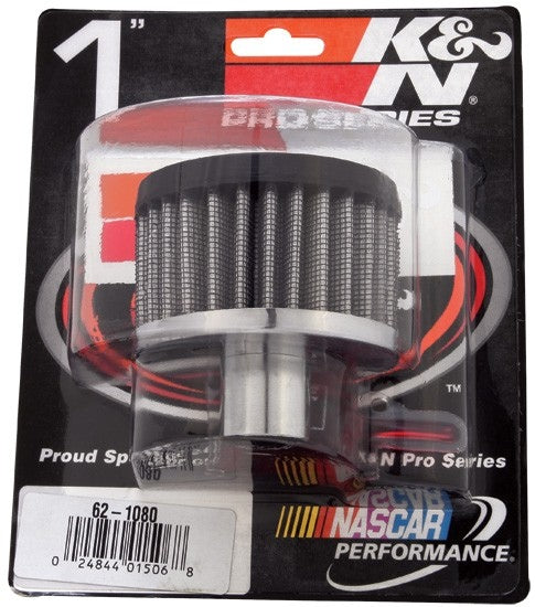 K&N Engineering K&N Steel Base Crankcase Vent Filter 1in Vent OD x 3in OD x 2in Height 62-1080