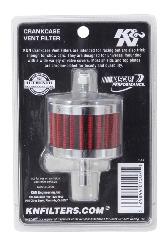 K&N Engineering K&N Steel Base Crankcase Vent Filter 3/8in OD Tube 2in OD 1-1/2in Height 62-1090
