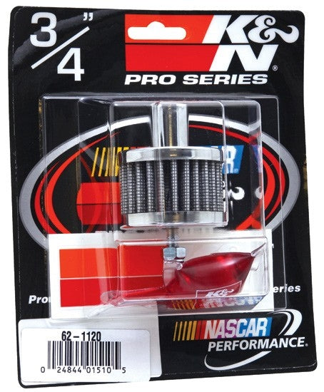 K&N Engineering K&N Steel Base Chrome Top Crankcase Vent Filter 3/4in OD Vent / 2in OD / 1-1/2in H Stud Mount 62-1120