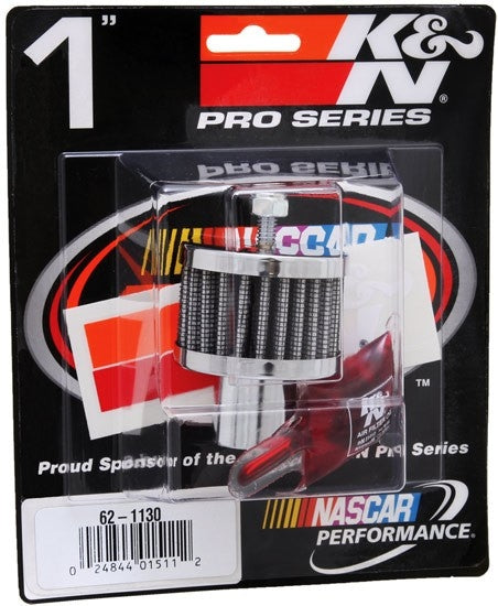 K&N Engineering K&N Steel Base Chrome Top Crankcase Vent Filter 1in OD Vent / 2in OD / 1-1/2in H Stud Mount 62-1130