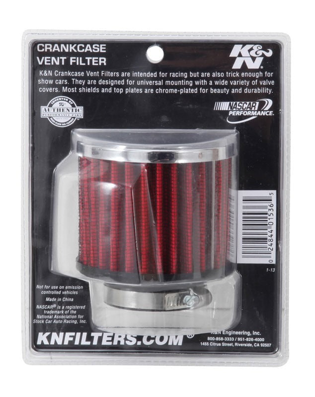 K&N Engineering K&N 1.5in Flange ID x 3in OD x 2.5in H Chrome Finish Rubber Base Crankcase Vent Filter 62-1460