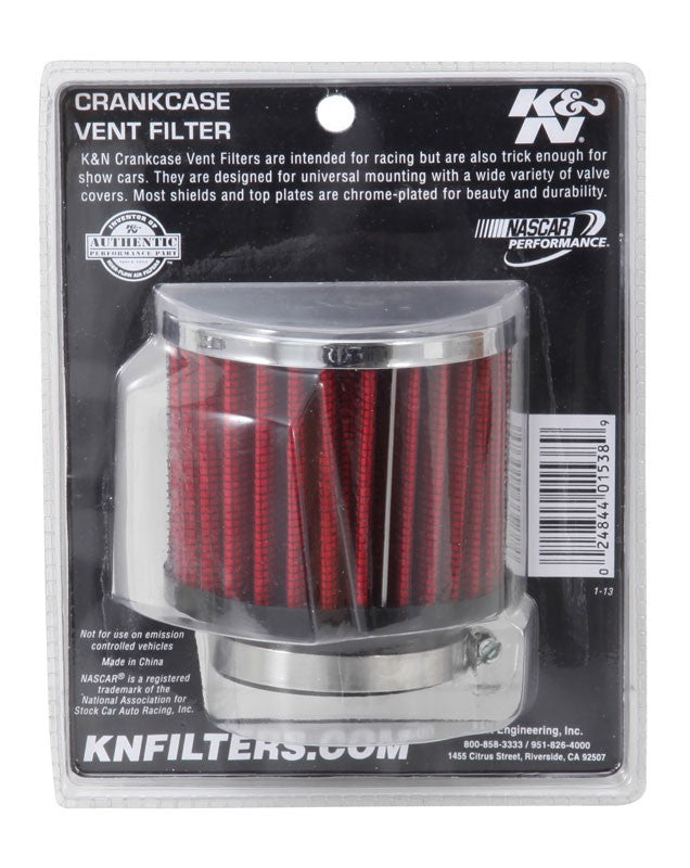 K&N Engineering K&N 1.75in Flange ID x 3in OD x 2.5in H Chrome Finish Rubber Base Crankcase Vent Filter 62-1480