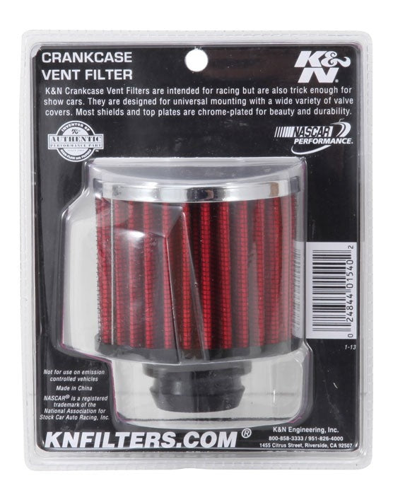 K&N Engineering K&N Rubber Base Chrome Top Push-In Crankcase Vent Filter 3in OD x 2-1/2in H. 62-1490