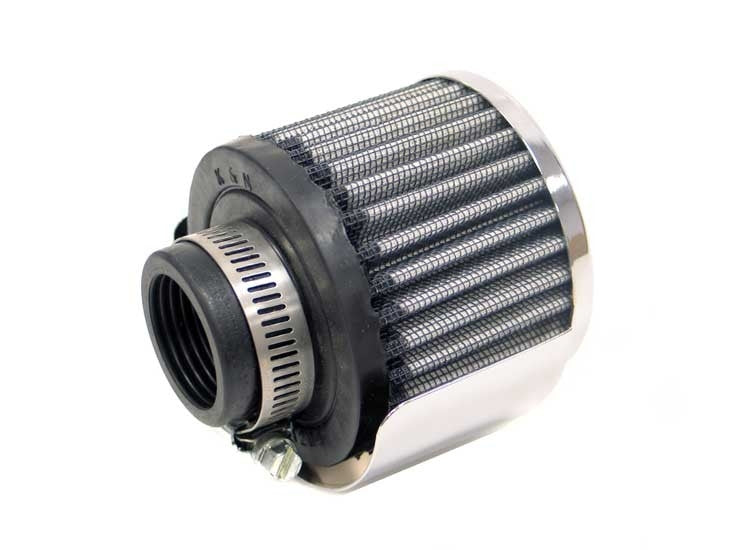 K&N Engineering K&N Rubber Base Chrome Top Crankcase Vent Filter 1-1/4in Flg / 3in OD / 2-1/2in H w/Deflector Shield 62-1512