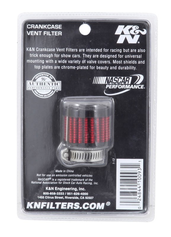 K&N Engineering K&N 0.75 inch ID 1.375 inch OD 1.125 inch H Clamp On Crankcase Vent Filter 62-1560