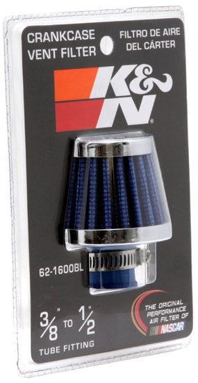 K&N Engineering K&N 2in Base OD x .375in Flange ID x 1.75in H Rubber Base Crankcase Vent Filter - Blue 62-1600BL