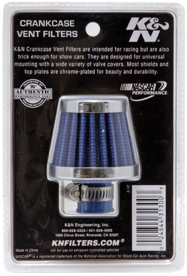K&N Engineering K&N 2in Base OD x .375in Flange ID x 1.75in H Rubber Base Crankcase Vent Filter - Blue 62-1600BL