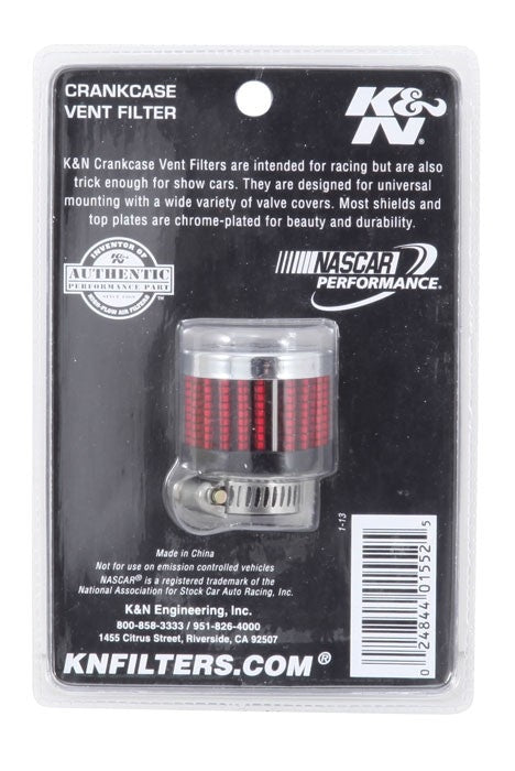 K&N Engineering K&N Rubber Base Crankcase Vent Filter - 0.55in Flange ID 1.375in OD 1.125in Height 62-2480