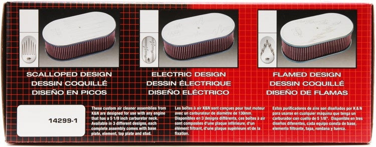 K&N Engineering K&N 15in O/S Length / 8.25in O/S Width / 3in Height Red Oval Custom Assembly 66-1470