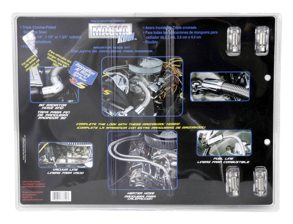 Spectre Magna Kool SS Radiator Hose Kit w/Chrome End Covers - 30in. 7769