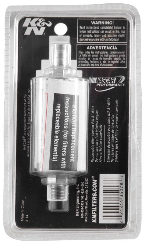 K&N Engineering K&N 5/16in or 3/8in Inlet 1/8in NPT Outlet Clearview Fuel Filter 81-0302