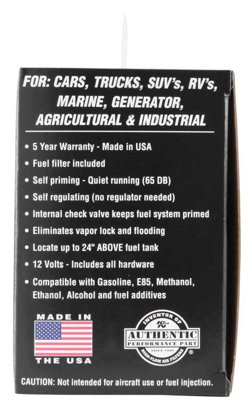 K&N Engineering K&N Performance Electric Fuel Pump 1-2 PSI 81-0400
