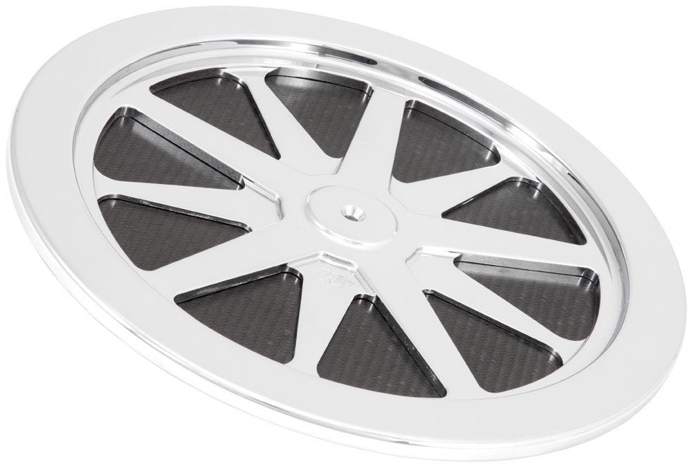K&N Engineering K&N 14in Top Plate 10 Spoke Chrome w/ Carbon Fiber Insert 85-6850