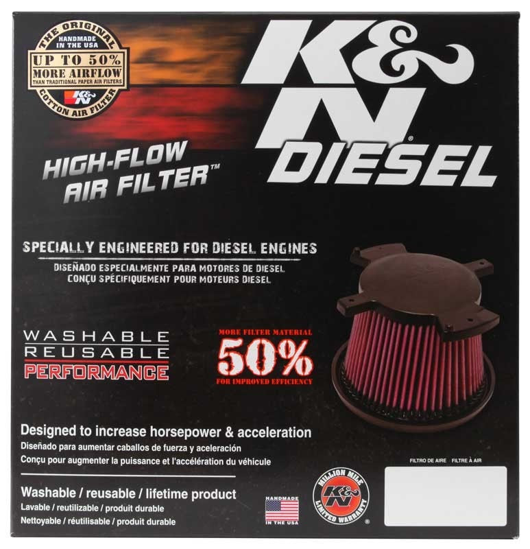 K&N Engineering K&N 2017 Ford F250 Super Duty V8-6.7L DSL Replacement Drop In Air Filter E-0644
