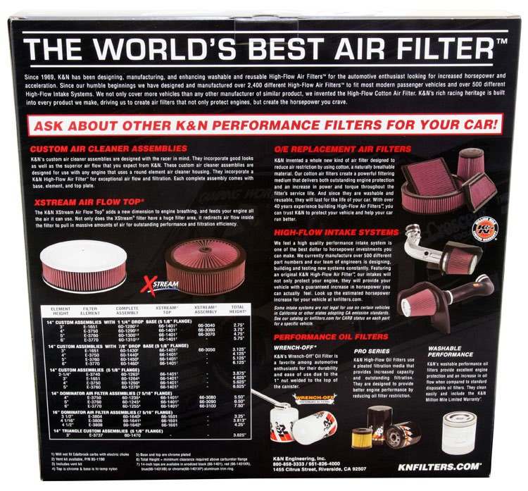 K&N Engineering K&N Replacement Air Filter GM CARS & TRUCKS, V8, 1966-84 E-1650