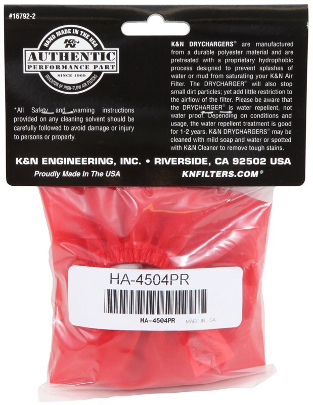 K&N Engineering K&N 04-05 Honda TRX450R Round Straight Red Air Filter Wrap HA-4504PR