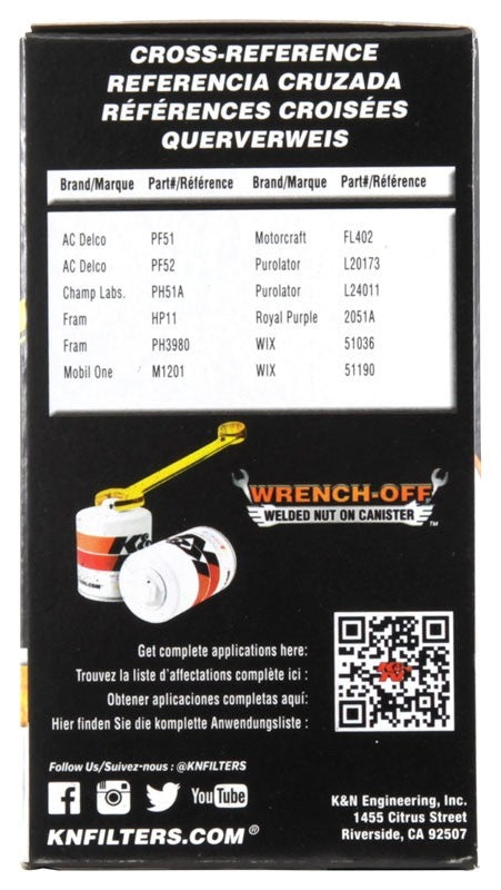 K&N Engineering K&N Oil Filter OIL FILTER; AUTOMOTIVE HP-2001