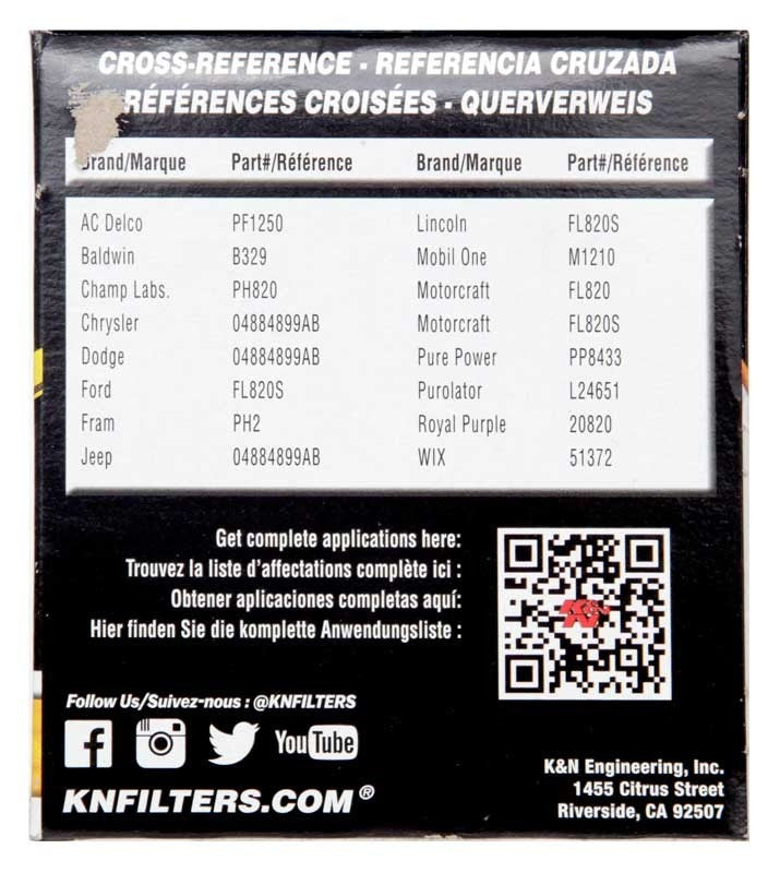 K&N Engineering K&N Oil Filter OIL FILTER; AUTOMOTIVE HP-2010