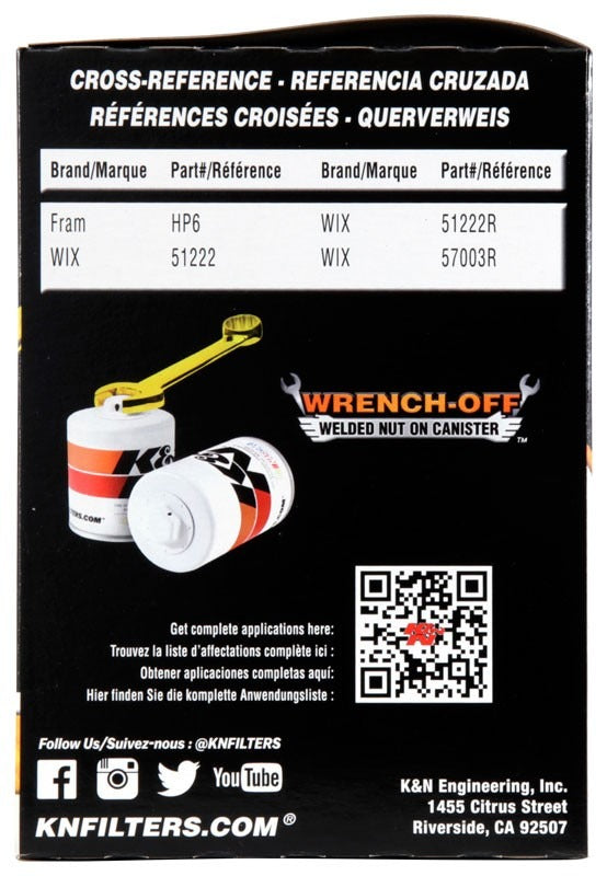 K&N Engineering K&N Oil Filter OIL FILTER; RACING, 4-5/8inOD, 6-11/16inH HP-5001