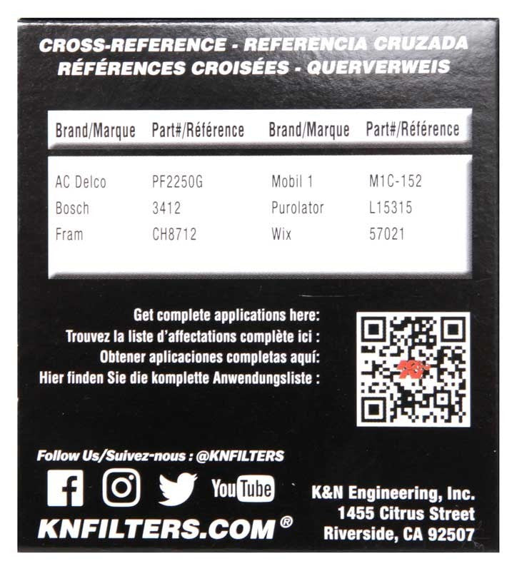 K&N Engineering K&N Oil Filter OIL FILTER AUTOMOTIVE HP-7002