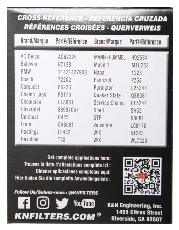 K&N Engineering K&N Oil Filter OIL FILTER AUTOMOTIVE HP-7007