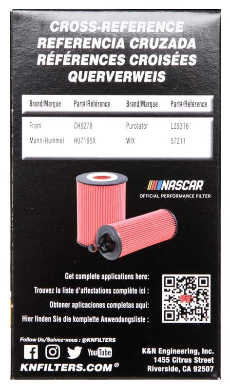 K&N Engineering K&N 2008 Porsche 911 3.6L/3.8L Cartridge Oil Filter HP-7011