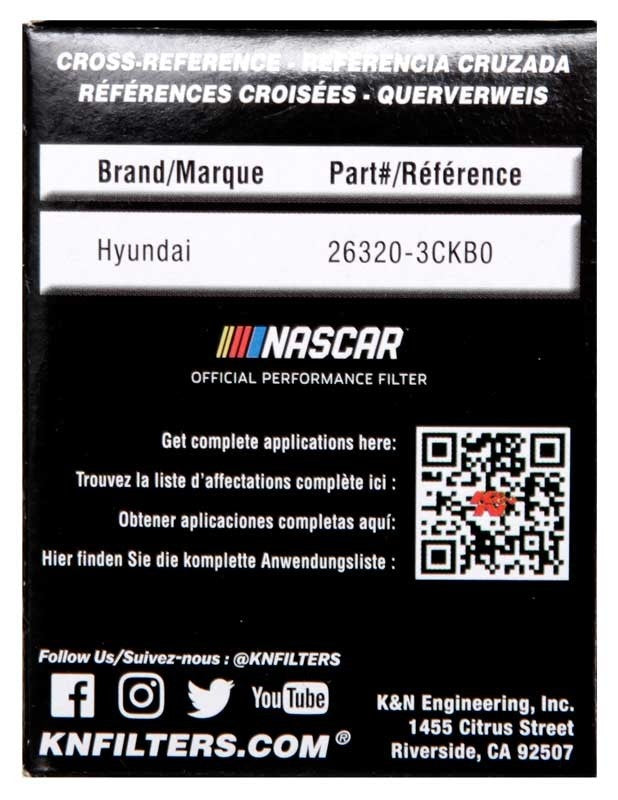 K&N Engineering K&N Performance Oil Filter for 15-16 Hyundai Genesis Sedan 3.8L V6 HP-7035