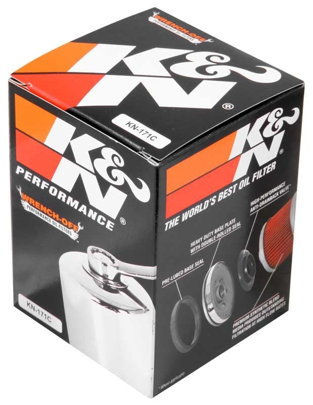 K&N Engineering K&N Harley Davidson / Buell 3in OD x 4.063in H Chrome Oil Filter KN-171C