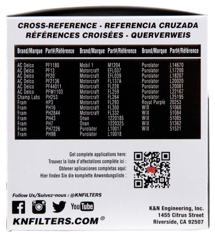 K&N Engineering K&N Oil Filter for Fiat/Porsche/Triump/Alfa Romeo/MG/Dodge/Mercury/Toyota 3.656in OD x 4in H PS-2004