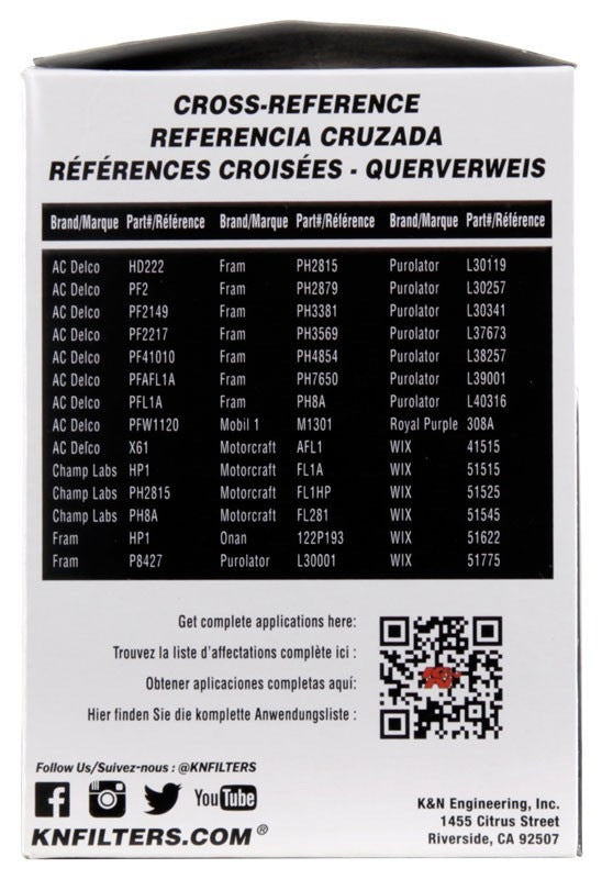 K&N Engineering K&N Oil Filter for Ford/Audi/VW/Toyota/Mercury/Mazda/Nissan/Dodge/Lincoln/Volvo 3.656in OD PS-3001