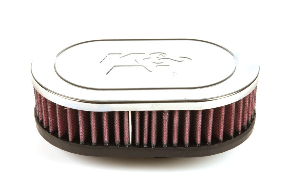 K&N Engineering K&N Universal Chrome Filter-Oval Straight 4.5 Inch O/S Width 7 Inch O/S Length 2 Inch Height RA-071V