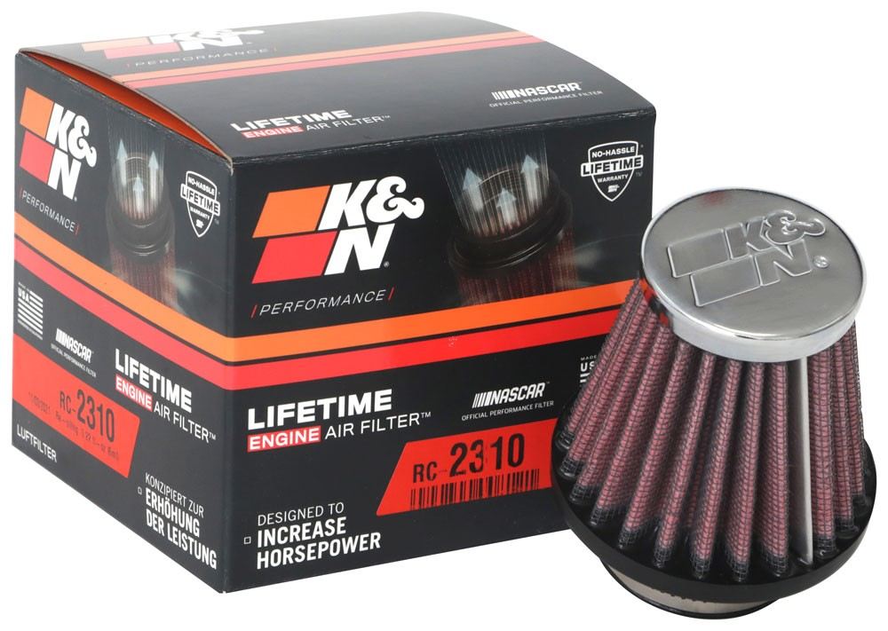 K&N Engineering K&N Universal Round Tapered Chrome Filter 1.563in Flange ID x 3in Base OD x 2in Top OD x 3in H RC-2310