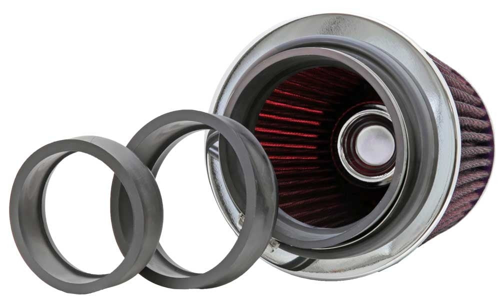 K&N Engineering K&N Universal Air Filter Chrome Round Tapered Red - 4in Flange ID x 1.125in Flange Length x 5.5in H RG-1001RD