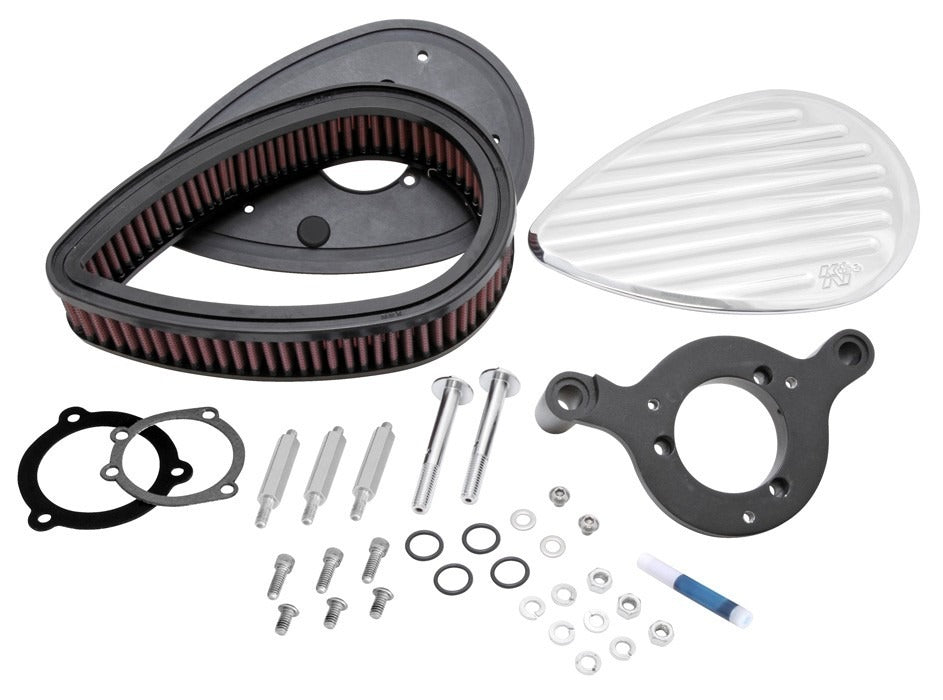 K&N Engineering K&N Street Metal Intake System for Harley Davidson - Color (Red) - Style (Round) - Size (9-11 Flux) RK-3937